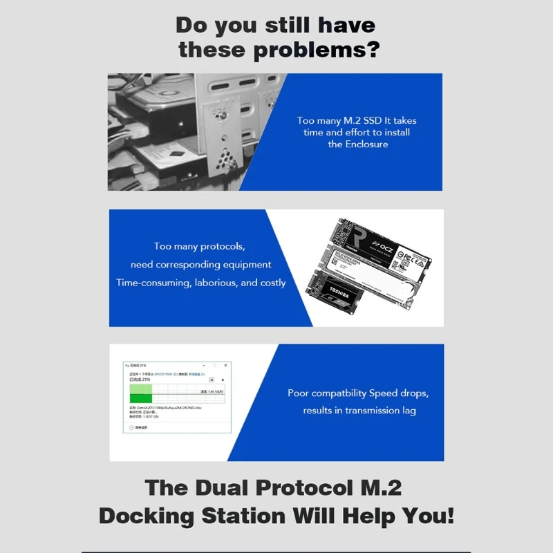 M.2 SSD Enclosure Base for M2 NVME/SATA Dual-protocol 10Gbps USB3.1 hdd enclosure external hard drive housing m2 ssd enclosure