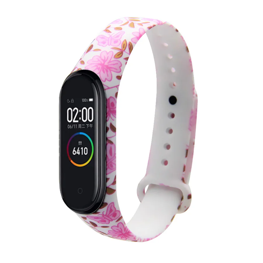 Браслет mi band 4 3 Силиконовый ремешок для печати фотографий браслет mi band 3 4 ремешок correa модный спортивный ремешок для xiaomi mi 4 3