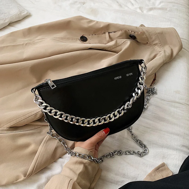 

Half Round Women Handbag Female 2019 New Fashion High Quality Chain Shoulder Messenger Bag Brand Retro Tote Saddle Crossbody Bag