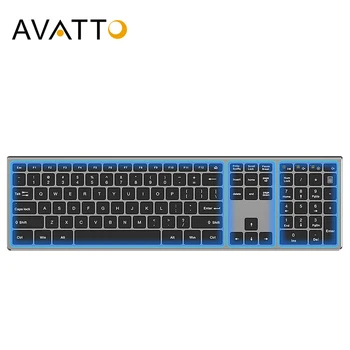 

AVATTO Ultra-Slim Mute Design, Full-size 2.4GHz Wireless keyboard with Scissors Switch for Windows XP / Vista/ 7/ 8/ 10, Mac OS