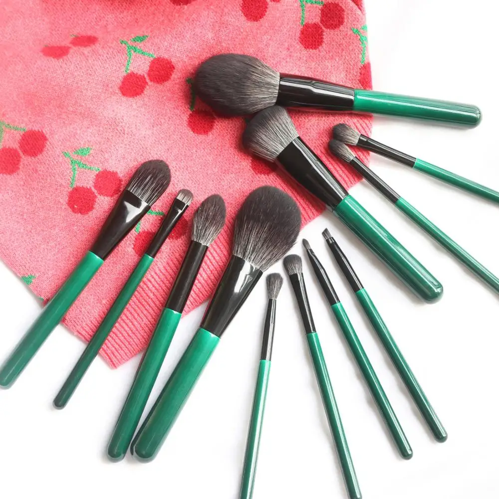 

Makeup Brushes Set 12pcs/lot Eye Make Up Brush Eyeshadow Blending Eyeliner Eyelash Eyebrow Cosmetic Kit Dark green small grapes