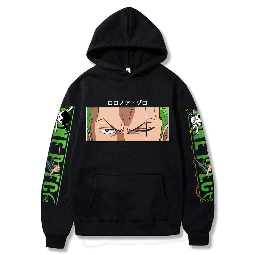 Sudadera con capucha de One Piece para y mujer, de calle con bolsillos, estilo Harajuku, de gran tamaño, Anime, Roronoa Zoro, Hip Hop, Invierno|Sudaderas capucha y sudaderas| - AliExpress
