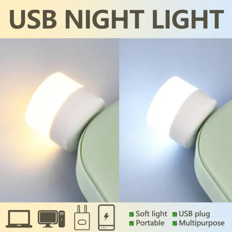 Portable Mini Usb Night Light Led Lamp Small Round Lamp Computer Mobile Power Light Night Light Desk Light Reading Light