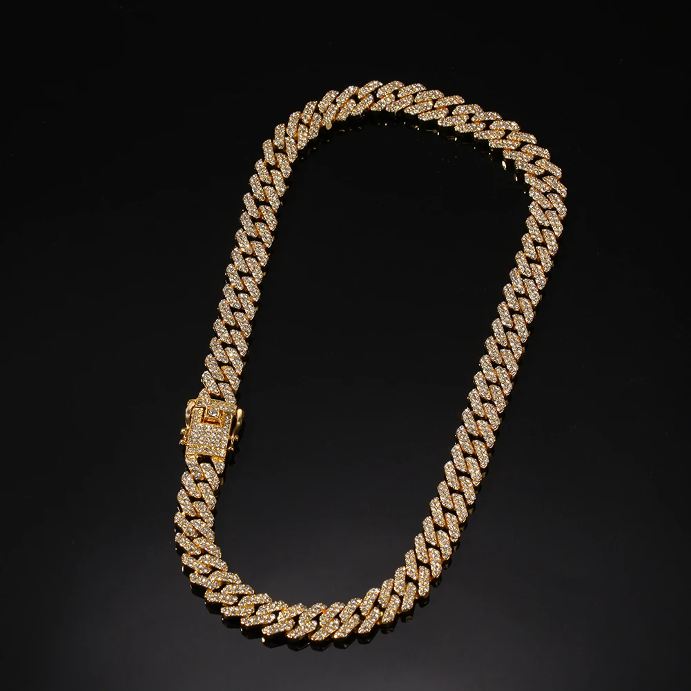 UWIN микро проложенные 12 мм S-Link Мужские кубинские ожерелья в стиле хип-хоп со стразами модные ювелирные изделия Прямая