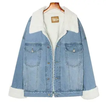 

Idopy Women`s Denim Jacket With Fleece Lined Fur Collar Boyfriend Style Winter Thermal Warm Jeans Jacket and Coat For Female