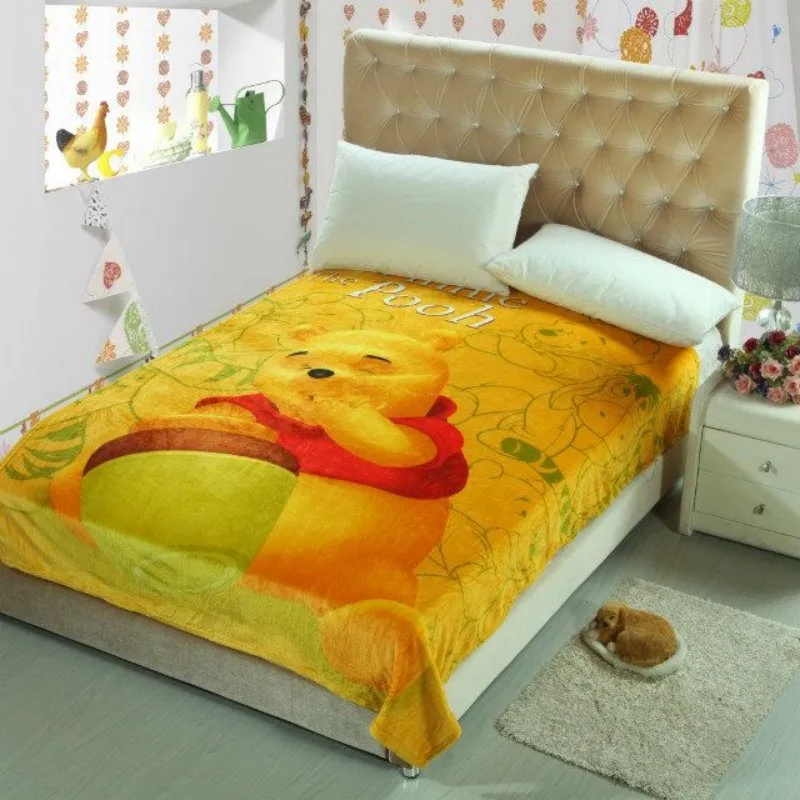 Фланелевое Одеяло Дисней с большим желтым Винни на кровать/диван 150x200 см для детей простыня 1,2 м кровать