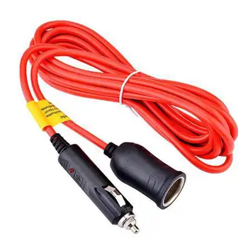 

12V or 24V 3.6M Male To Female Cigarette Lighter Extension Cable Lightning Flame Retardant Material Copper Spring With LED Red L