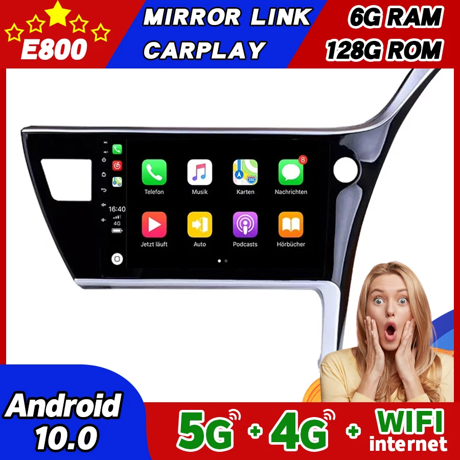 6GB Ram 128GB Rom Car Radio For Toyota Corolla 2017 2018 GPS NAVIGATION Android 10 Multimedia Video Player Autoradio Stereo RHD |