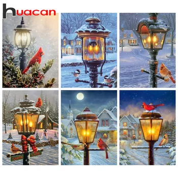 

Huacan 5d Diy Diamond Painting Christmas Light Home Decor Embroidery Mosaic Bird Animal Winter Handmade Gift