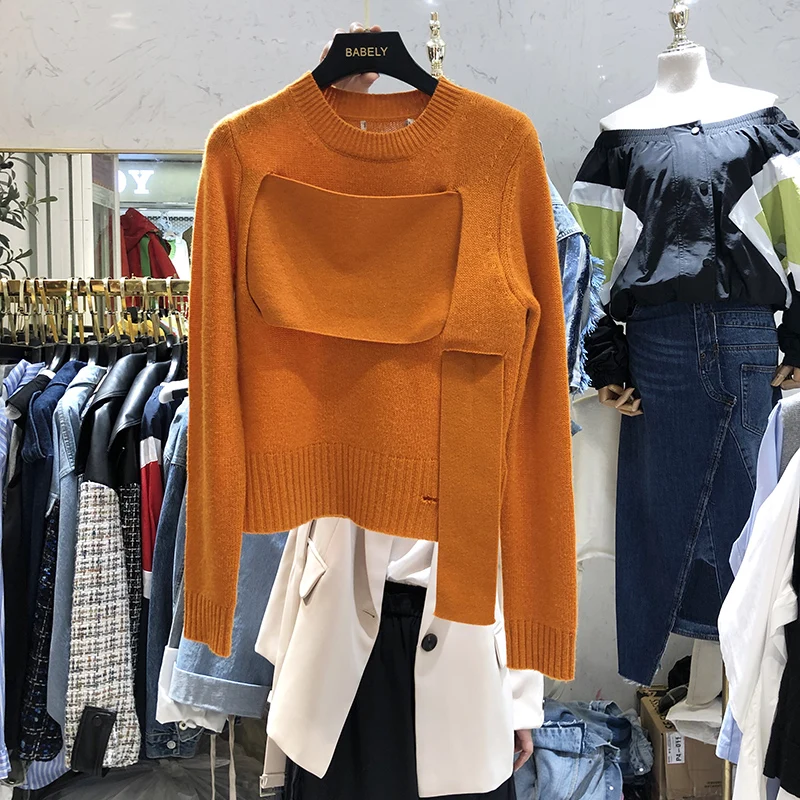 

Spring Autumn Sweater Women Fashion Round-Neck Plain Loose-Fit Pullover Sweater Sweaters Ladies Jumper Pull Femme Nancylim