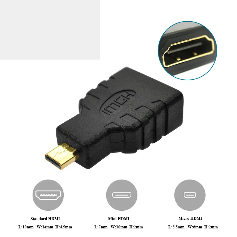 

Micro-HDMI to HDMI Adapter Gold-Plated 1080P Mini Micro HDMI Male To Standard HDMI Female cable Extension Adapter