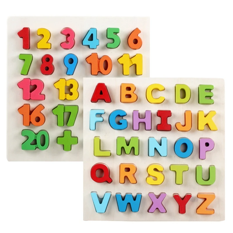 

Alphabet Puzzle Wooden Uppercase Letters ABC and Digital Learning Block Board Toys Preschool Preschool 2 Years Old Above 2 Packs
