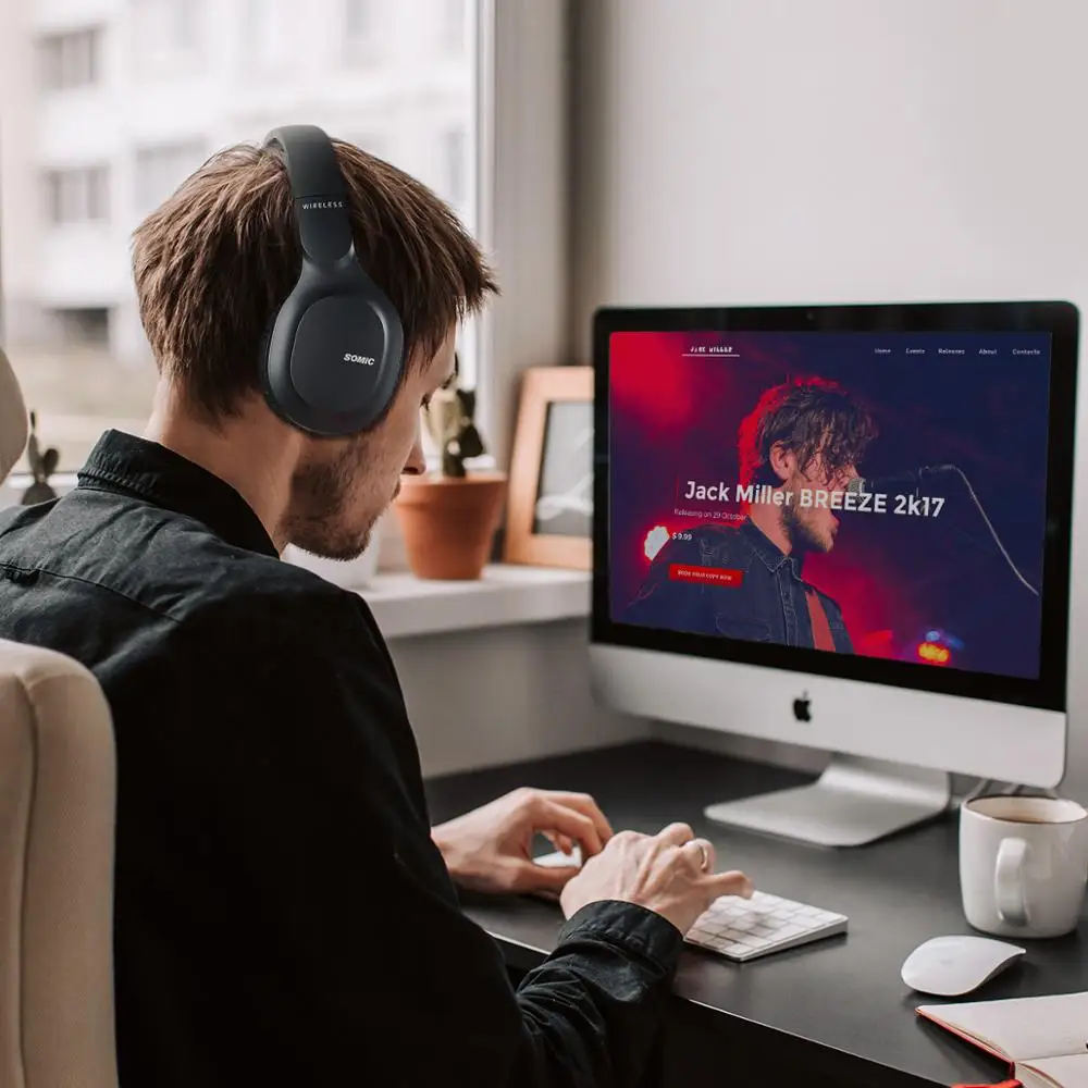 SOMiC Bluetooth Headphones Wireless 72H Playtime
