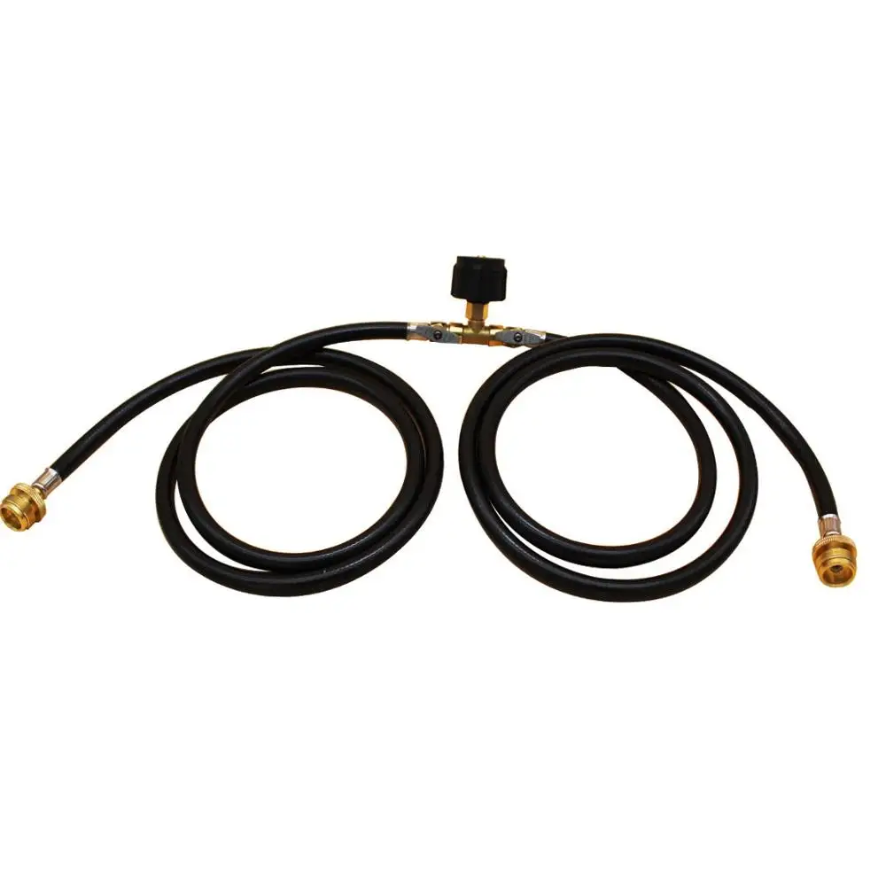 

New Style 5 Feet 2 Way Y Splitter CGA Propane Tank Converter Adapter Hose for QCC1 / Type1 20lbs Gas Tank for Camping Grill Stov