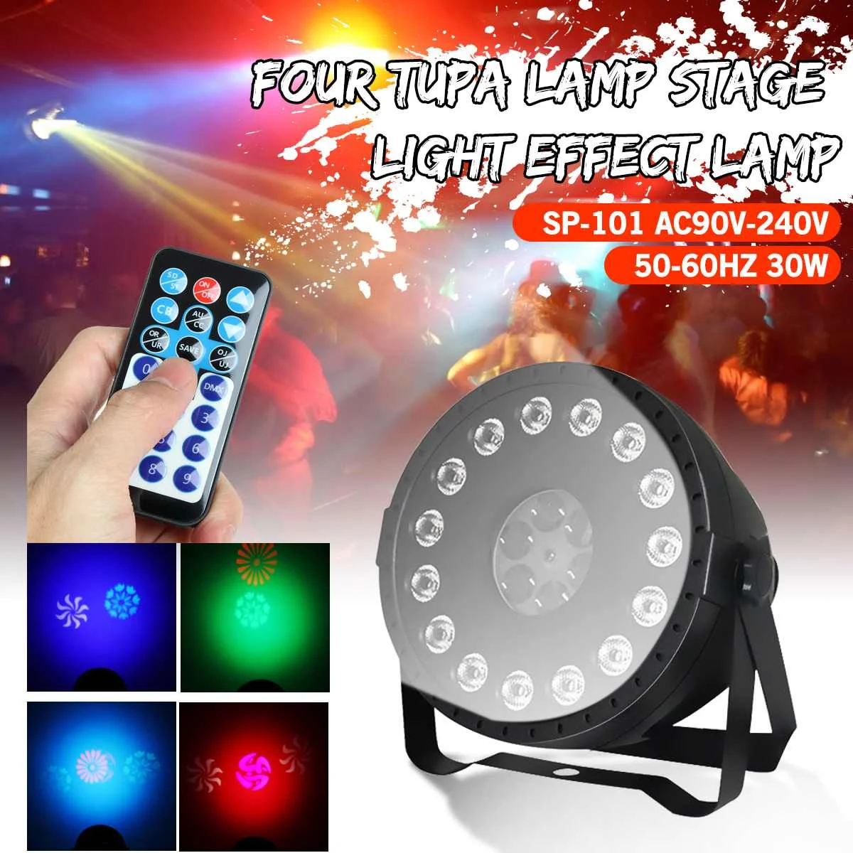 

LED Flat Par 30W RGB 3IN1 Lighting DMX LED Stage Lighting RGB LED Par Light Remote Sound Control DJ Disco Show Club Party Lights