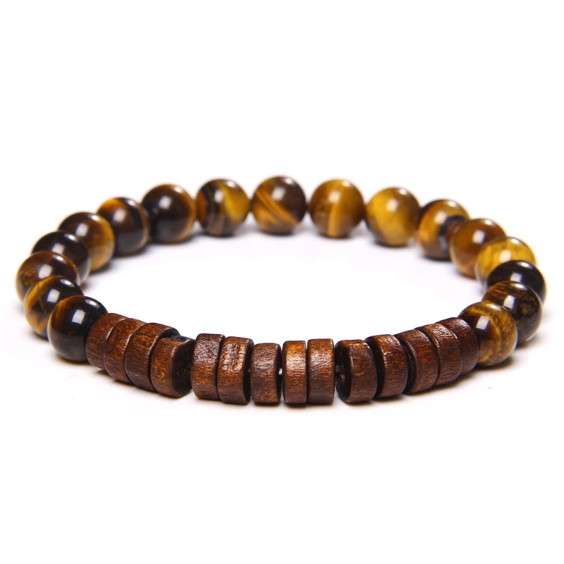 Браслет с подвесками из деревянных бусин для мужчин натуральный красный