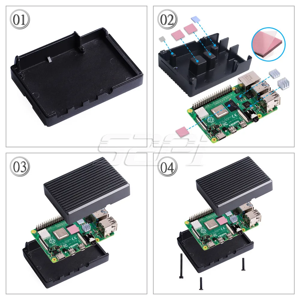 52Pi черный/темно серый металлический чехол корпус с радиатором для Raspberry Pi 4B 4 Model