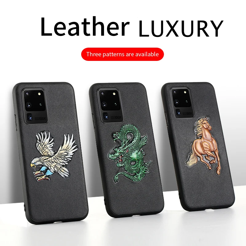 LANGSIDI Luxury Phone case For samsung s20 ultra plus s10 e Galaxy a50 a51 a80 note 10 animal Genuine leather shockproof cover LANGSIDI Luxury Phone case For samsung s20 ultra plus s10 e Galaxy a50 a51 a80 note 10 animal Genuine leather shockproof cover