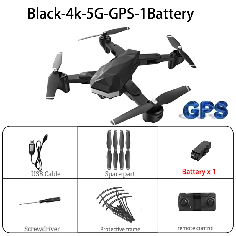 Квадрокоптер C53 gps Дрон с 4K HD камерой 5G wifi FPV RC складной Профессиональный вертолет RC дроны игрушка для детей - Цвет: Black 4K 5G gps 1B
