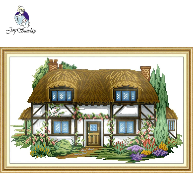 

Joy Sunday,Villa,cross stitch embroidery kit,Scenery pattern cross stitch,Needlework counted cross-stitch patterns,cross stitch