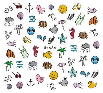 

Nail Sticker Water Tranfer Decals Nails Art Slider Tattoo Beach Cuttlefish Designs Decoration Stickers Manicure Foil Wraps