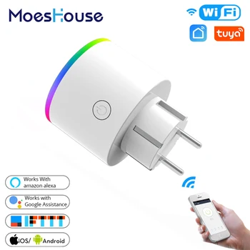 

WiFi Smart Plug RGB Wireless Power Socket Smart Life/Tuya App Remote Control Work with Alexa Google Home No Hub Required