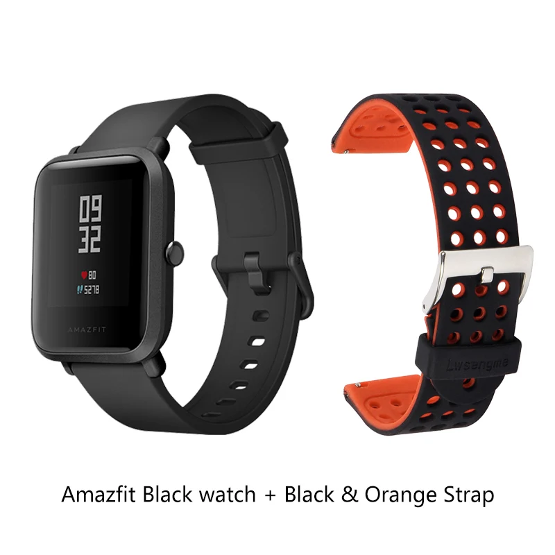 Глобальная версия Huami Amazfit Bip gps Смарт Часы сердечного ритма умные часы 45 дней батарея Bluetooth 4,0 IP68 часы - Цвет: Add Black Orange