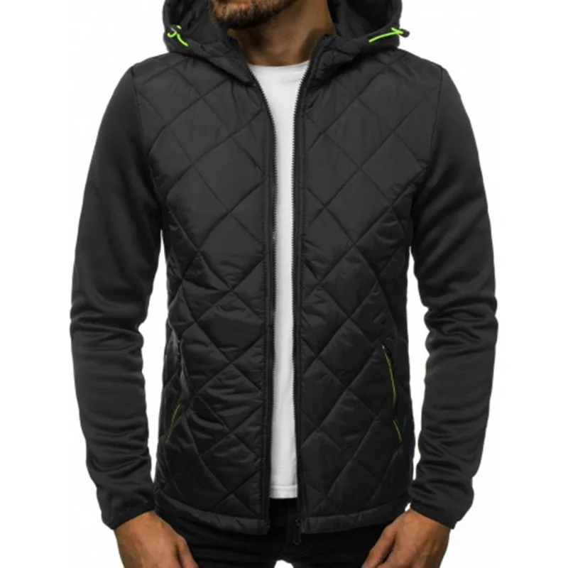 HEFLASHOR осенний мужской светильник, парка с хлопковой подкладкой, пальто, зимняя мужская верхняя одежда, уличная спортивная одежда, ветровки, куртка-бомбер - Цвет: Black