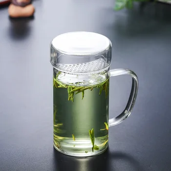 

Creative Crescent Tea Mugs Chinese Filter Transparent Glass Mug with Handle Lazy Tea Cups Tea house tea set Tea house tea set