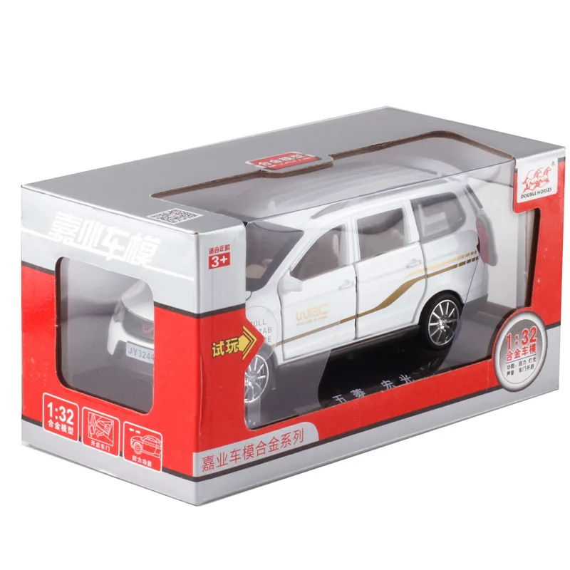 Jiaye 1: 32 Wuling Hongguang S коммерческий автомобиль из сплава Модель автомобиля 6 дверь открывающийся звук и светильник оттягивающийся автомобиль 32443 в коробке