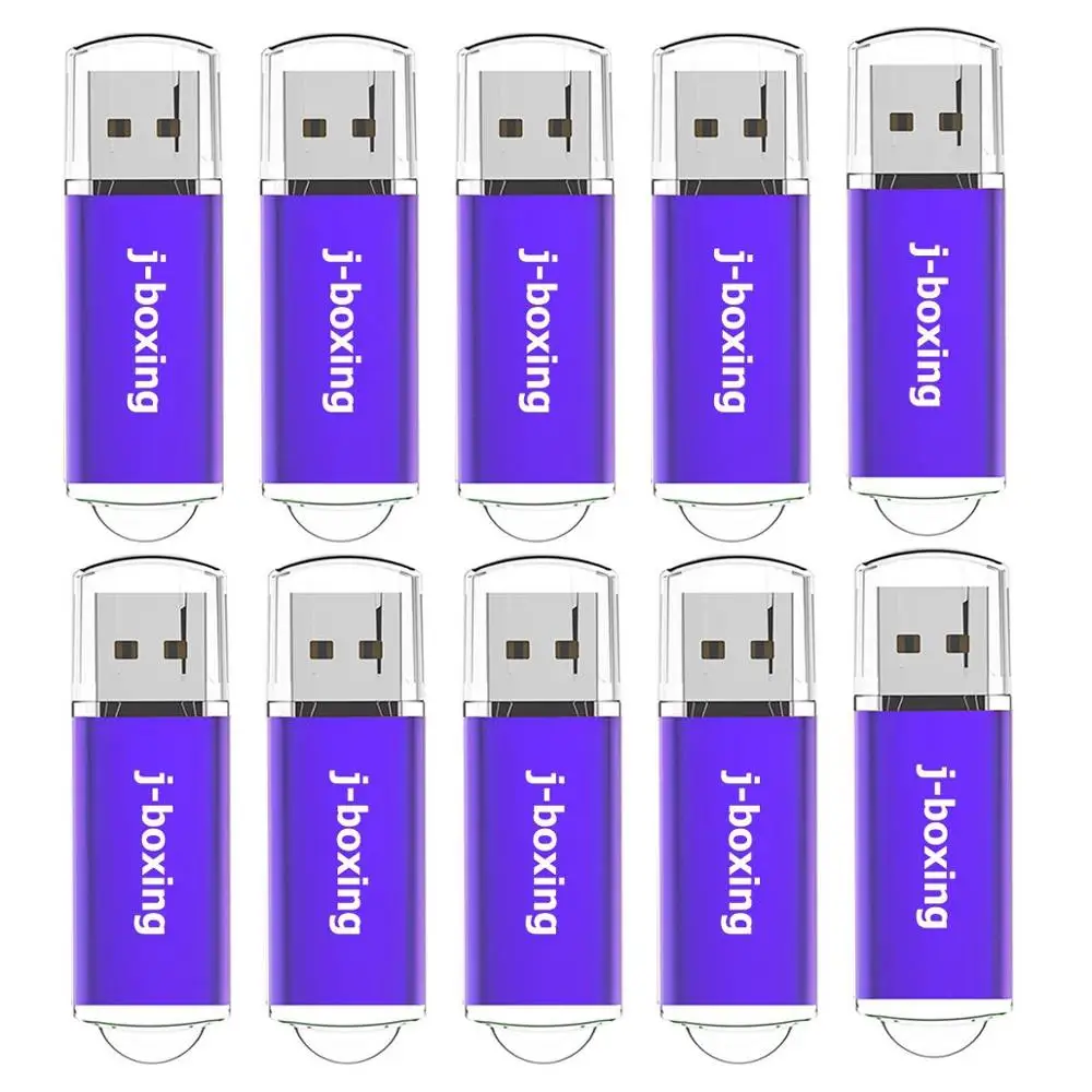 

J-boxing 10PCS 1GB USB 2.0 Flash Drives Bulk 2GB Rectangle Thumb Drives 4GB 8GB USB Memory Stick 16GB 32GB USB Pendrives Purple