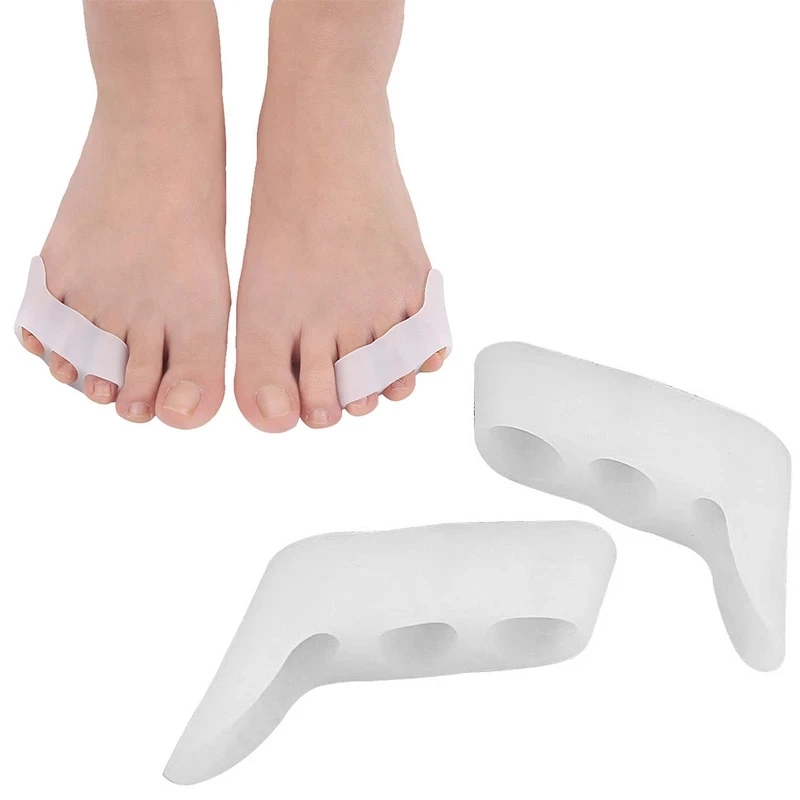 2Pcs/4Pcs Three-holes Pinky Toe Separator Silicone Little Protectors Gel Spacer Bunion Corrector Pain Relief Foot Care Pedicure