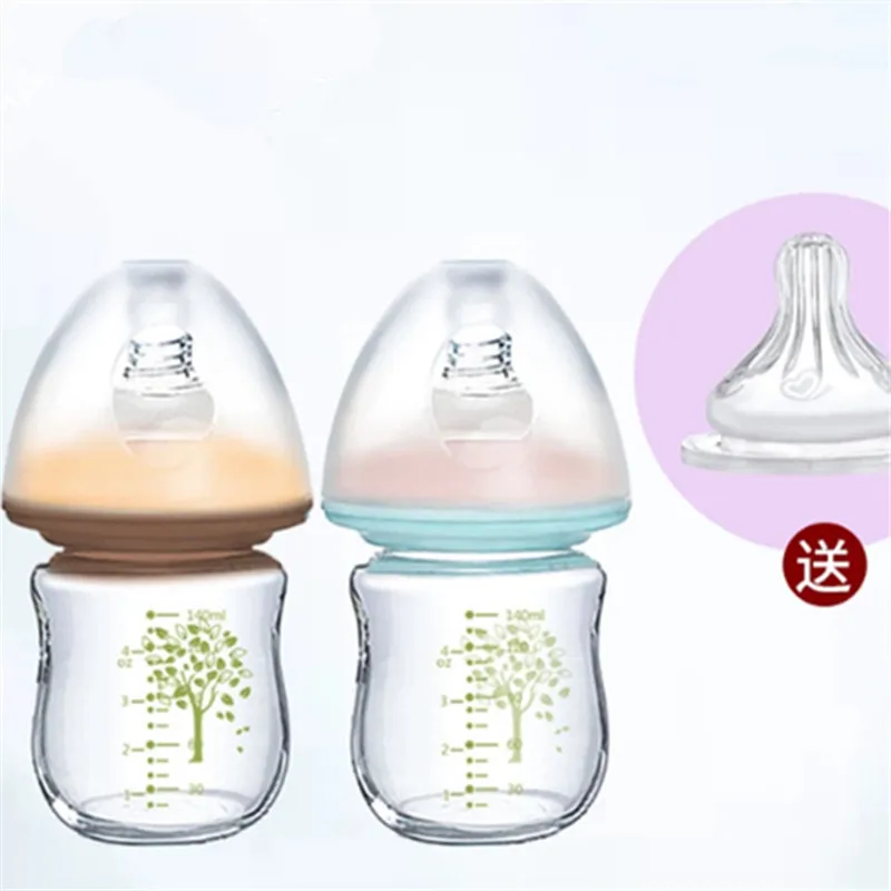 

Joy M Mushroom Head Wide Aperture Glass BABY'S Feeding Bottle Corn Cross Hole Mother Sense Silicone Nipple
