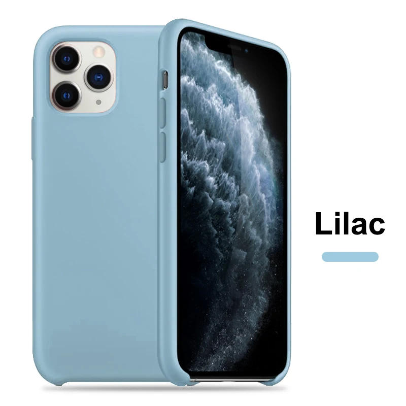 Жидкий силиконовый чехол для телефона для Apple iphone 11 Pro X XS Чехлы для MAX Xr для iphone 11 7 6 8 Plus Xr X с логотипом задняя крышка - Цвет: Lilac