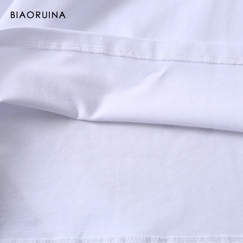 BIAORUINA Womens Cotton Basic All-match V-neck T-shirt Long Sleeve Korean Style Slim Everyday Tees Casual Tops