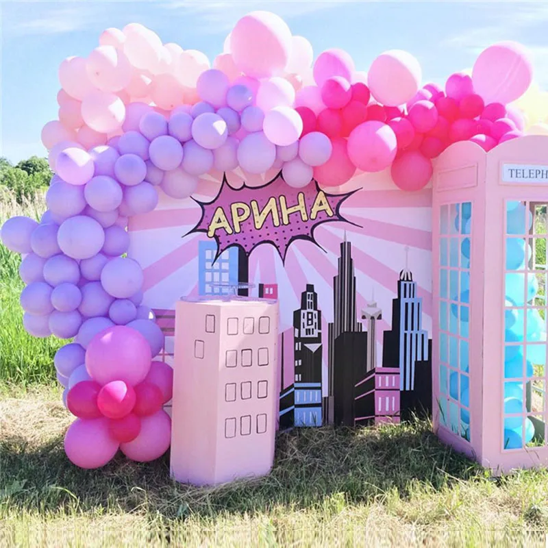 198pcs Macaron Pink Purple Pastel Balloons Garland Arch Kit For Wedding Anniversary Party Decoration Backdrop Baby Shower
