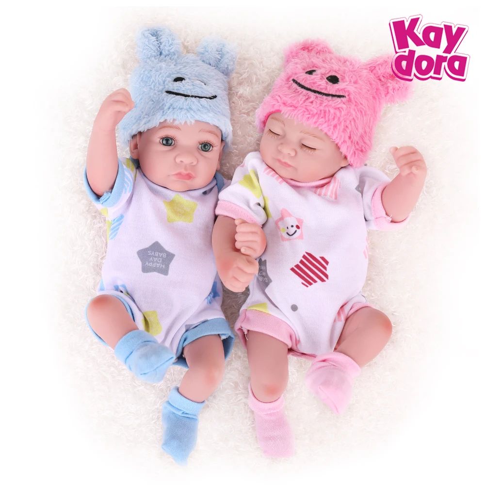 Reborn Dolls de Silicone Body twins a couple 25 см очаровательные игрушки для детей boneca Baby Bebe подарок