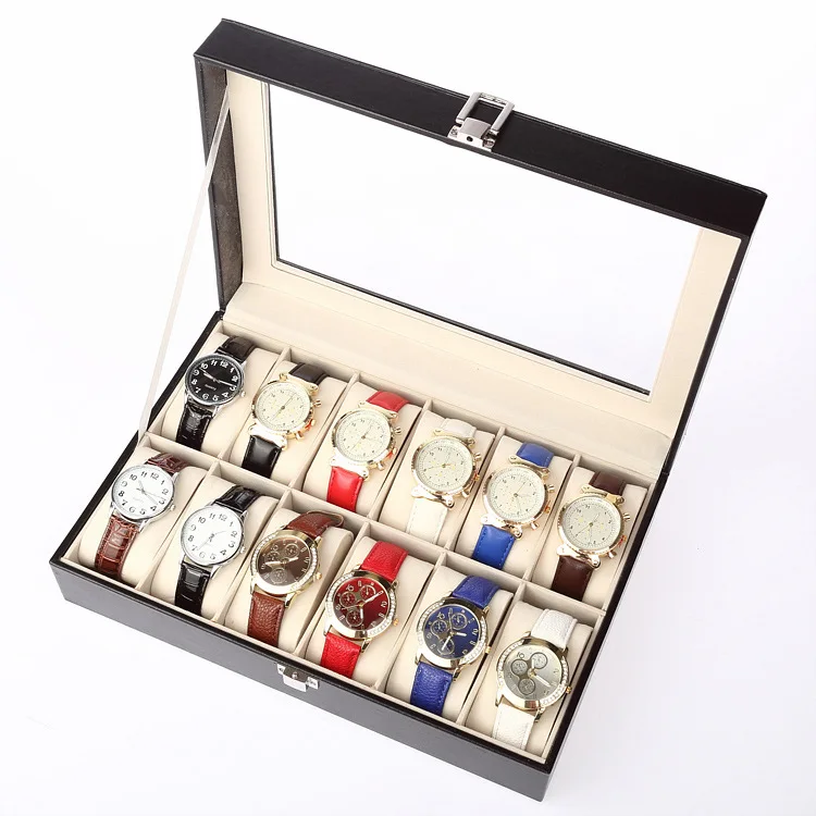 

6-Bit 10 12-Bit Multi--Watch Box Wood PU Leather shou biao xiang Lock Watch Box Storage Display Box