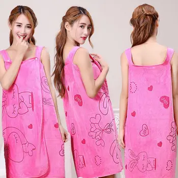 

New Variety Magic Wearable Bath Towel Microfiber Adult Lady Sling Bath Skirt Cartoon Beach Towel Bathrobe