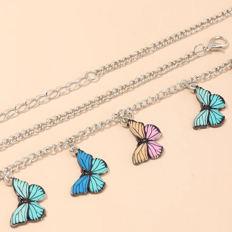 

Luxury Colorful Butterfly Pendant Necklace Womens Cute Animal Clavicle Chain Hip Hop Chocker Necklaces Jewelry Gift For Girls