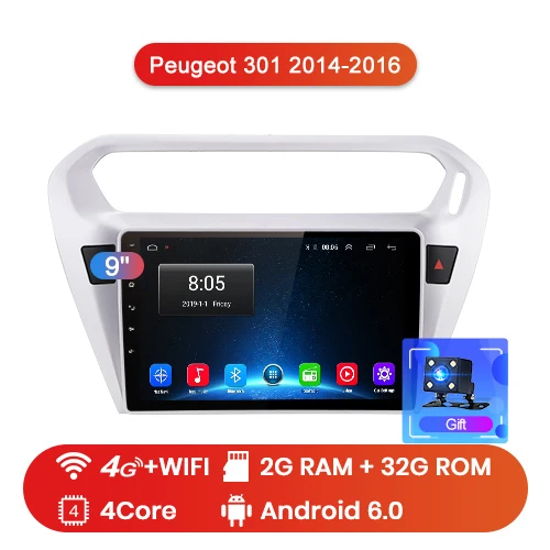 Junsun 2G+ 32G Android 9,0 для peugeot 301 Citroen Elysee- Авто 2 din Радио стерео плеер Bluetooth gps Нет 2din dvd - Цвет: 4G-WIFI 2-32GB