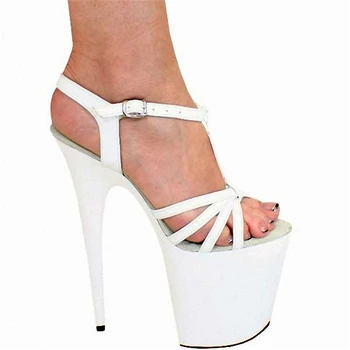 

20cm super stiletto heel platform platform platform platform open-toe sandals hollow black women's shoes plus-size model shoes