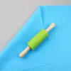 Silicone world Non-Stick Silicone Rolling Pin Wooden Handle Fondant DIY Pastry Dough Flour Roller Kitchen Baking Cooking Tools 5