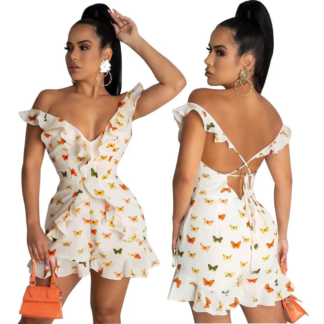 Chiclover модная одежда белые комбинезоны для женщин оптом гофрированные милые шорты