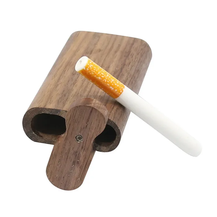 

Wood Cigarette Box Cigarette Case with Metal Cigarette Pipe Dugout One Hitter New Type Hot Sale