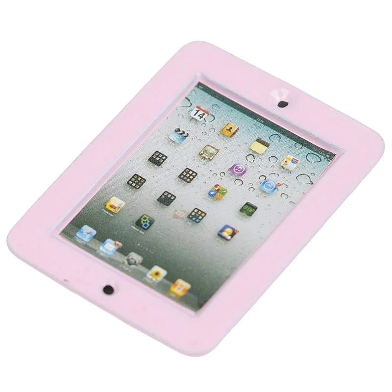 

Pink Metal 1Pc 1:12 Dollhouse Miniature Laptop Computer Metal Tablet Computer Model Toy Doll Room Accessories