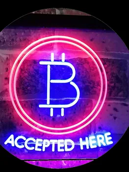 

Neon Sign For Bitcoin Accepted Here Glass Tubes Lamp Beer Bar Home Lamp resterant light advertise custom LOGO Handmade art light