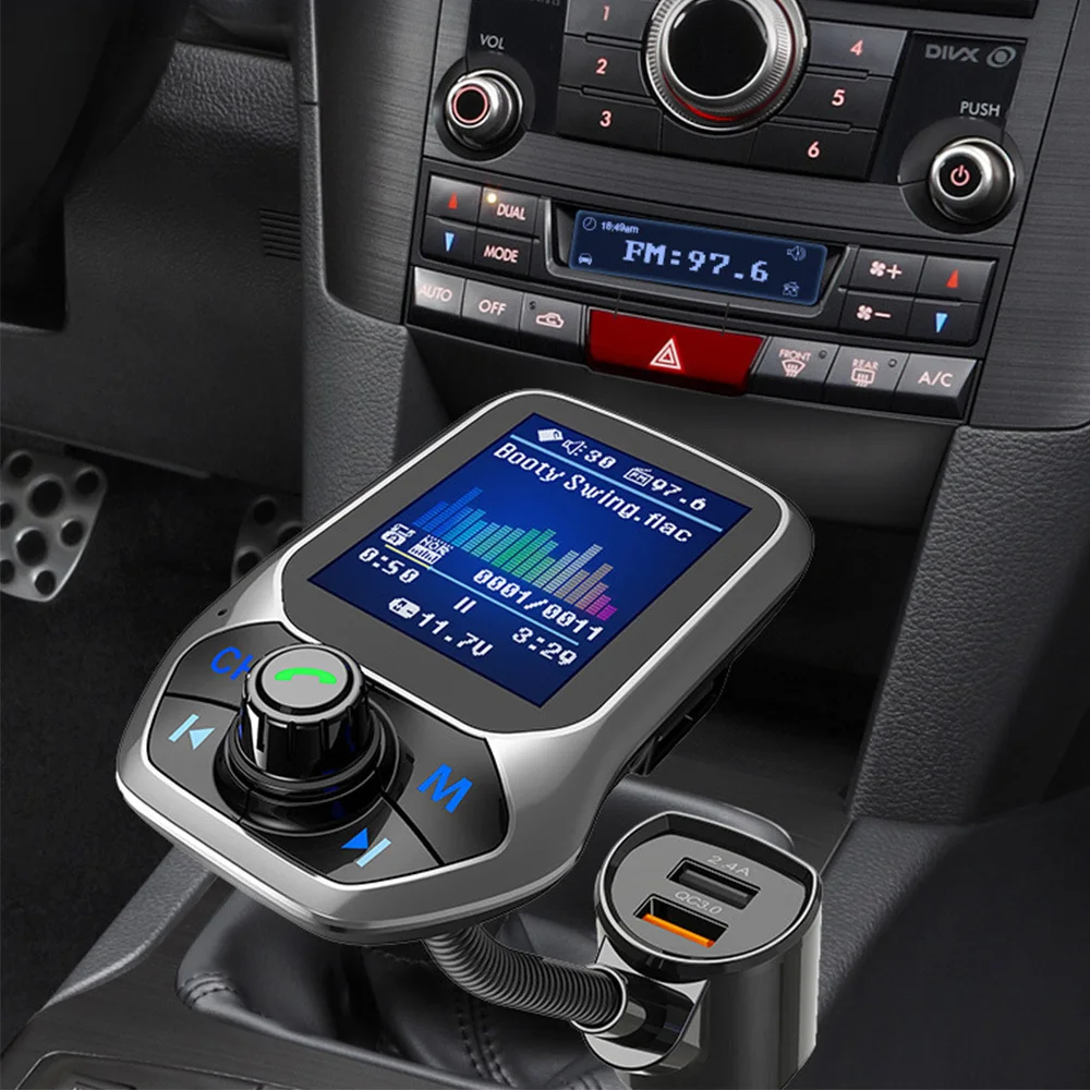 1,8 дюймовый автомобильный mp3-плеер цветной дисплей Bluetooth автомобильный комплект fm-передатчик Handsfree 3 USB порт QC3.0 Быстрая зарядка mp3 музыкальный плеер