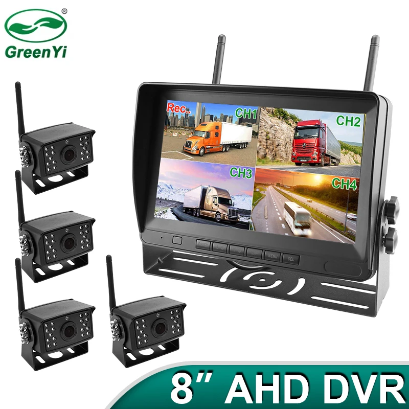 HD 8-дюймовая Беспроводная двойная антенна AHD 4 канала Автомобильный