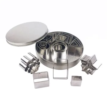 

VOGVIGO Stainless Steel Cookie Biscuit Cutter Set with 24 PCS Mini Geometric Shaped Fondant Molds Metal Cookie Cutters
